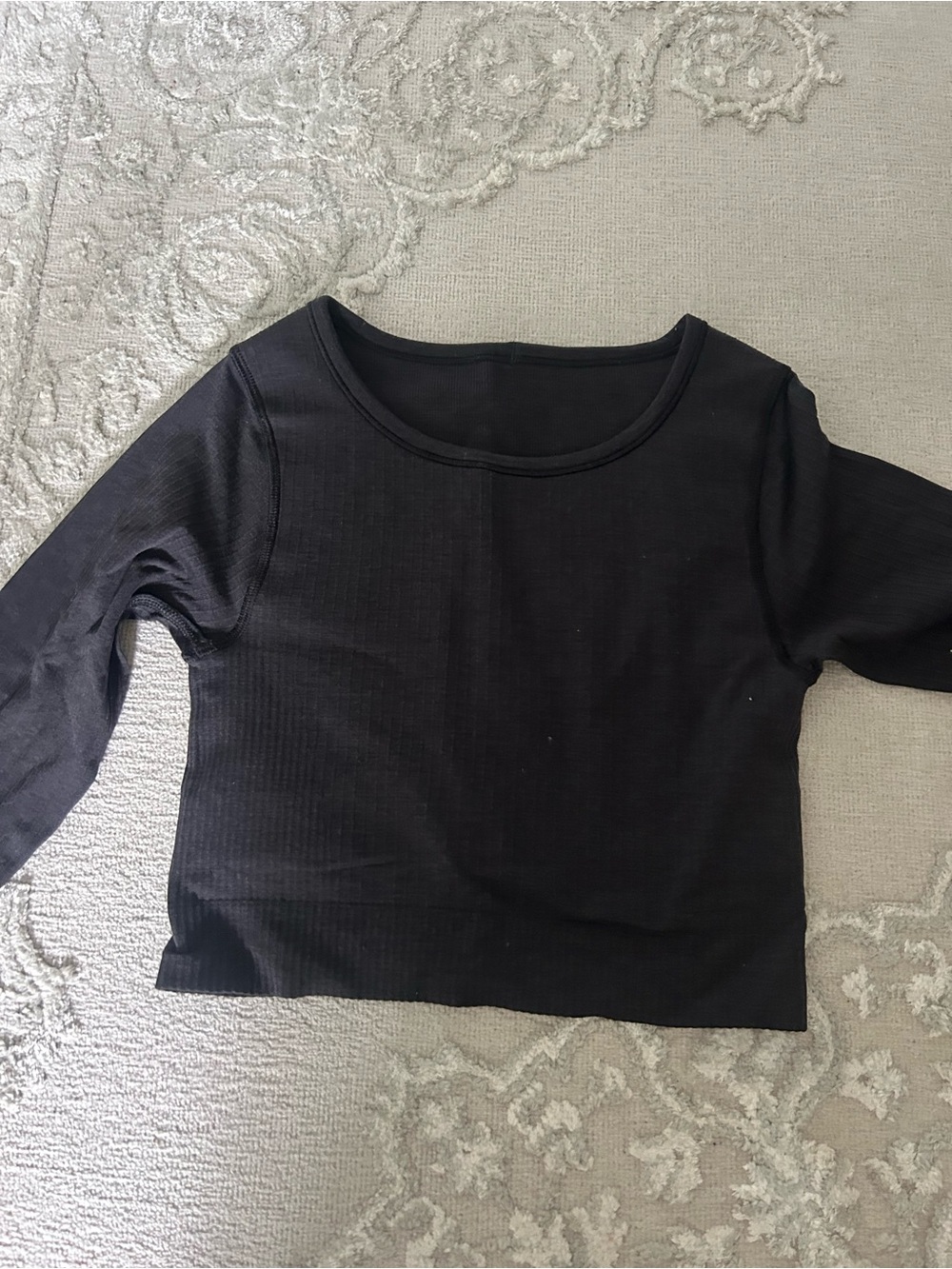 lululemon athletica Black Ribbed Scoop Neck Crop Top